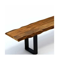 Solid Wood Bench with Live Edge for Dining Room or Entryway
