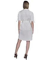 Karl Lagerfeld Paris Women's Embroidered Cotton Shirtdress