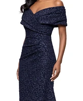 Betsy & Adam Women's Off-The-Shoulder Brocade Gown