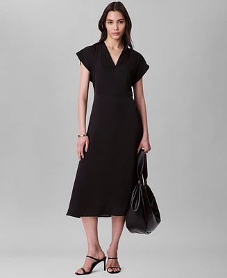 Calvin Klein Women's Satin V-Neck Midi Dress