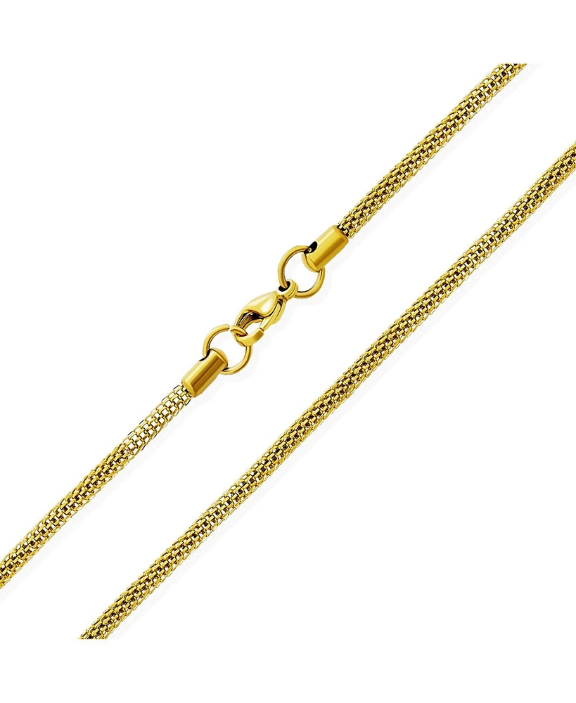 Bling Jewelry Bali Balinese Coreana Caviar Yellow Gold Plated Popcorn Chain Necklace Stainless Steel 3.5MM