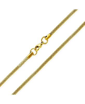 Bling Jewelry Bali Balinese Coreana Caviar Yellow Gold Plated Popcorn Chain Necklace Stainless Steel 3.5MM