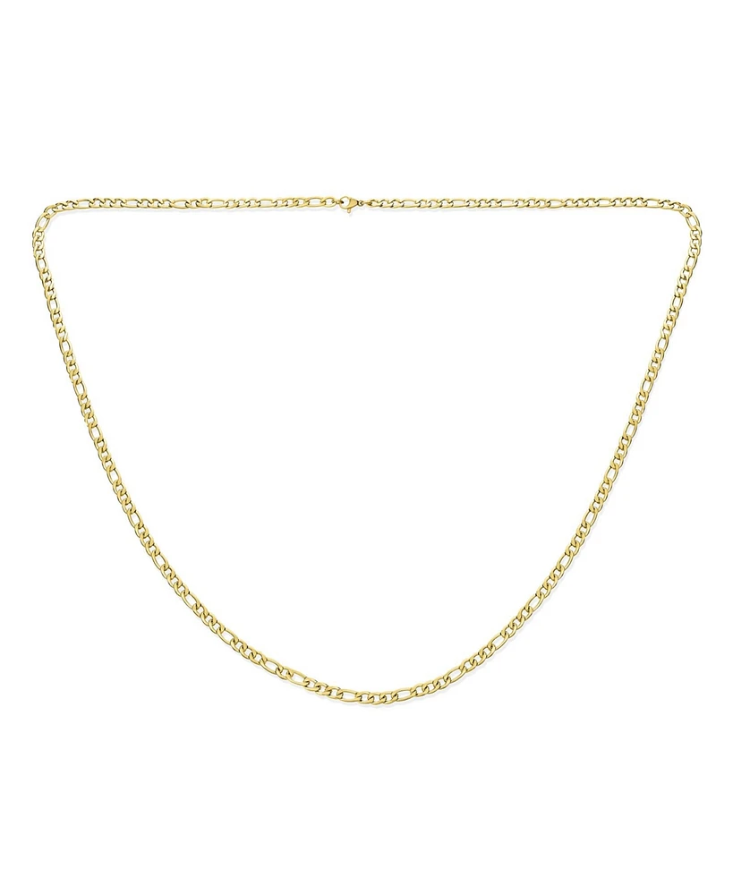 Bling Jewelry 4.5MM Link Wide Strong Shiny Silver and Gold Tone Stainless Steel Figaro Chain Necklace