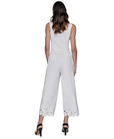 Karl Lagerfeld Paris Women's Floral-Hem Pull-On Pants