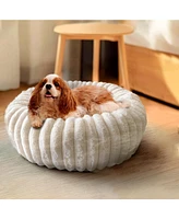 Elle Decor Round Wide Wale Pet Cuddler Bed, Anti-Skid Bottom, Bedding for Dogs and Cats