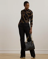 Lauren Ralph Women's Belting-Print Cotton-Blend Sweater