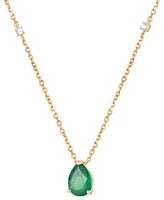 Emerald (1 ct. t.w.) & Diamond (1/20 17" Pendant Necklace 14k Gold (Also Ruby and Sapphire)
