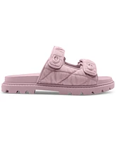 Coach Women's Sculpted C Quilted Washed Denim Double Band Sandals