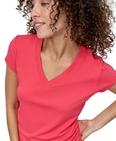 Dkny Sport Women's Crewneck Short-Sleeve Side-Ruched Top