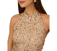 Adrianna by Papell Women's Beaded Halter Short Dress