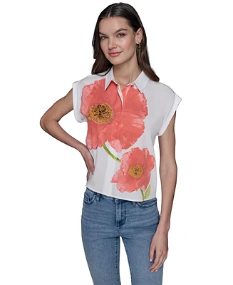 Karl Lagerfeld Paris Women's Floral-Print Blouse