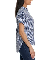 Gloria Vanderbilt Women's Daisy Printed Striped Shirt