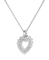 Giani Bernini Cubic Zirconia Cluster Heart Pendant Necklace in Sterling Silver, 18" + 2" extender, Exclusively at Macy's
