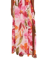 Adrianna Papell Petite Floral Chiffon Halter Gown