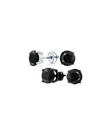 Bling Jewelry Set of 2 Round Cz Stud Earrings Rose Gold Plated Sterling Silver Screw Back