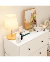 Robot-style Nightstand, Side table with three drawers and two doors, white wooden End table, Bedside table for bedrooms, living rooms, offices
