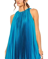 Mac Duggal Women's Pleated Halter Neck Flowy Mini Trapeze Dress