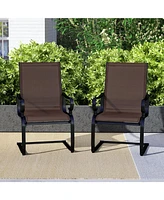 Set of 2 Patio Chairs with Quick-drying and Breathable Fabric for Backyard
