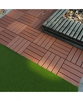 Interlocking Deck Tiles, 44 Pack, 12"x12", Waterproof, Red/Brown