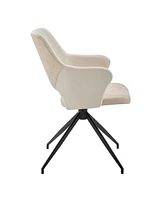Modern Upholstered Fabric & Faux Leather Open Back Dining Armchair