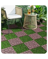 Diy 12" Patio Deck Tiles, Interlocking, Quick Install, 44pcs Red Brown