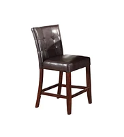 2 Piece Counter Height Bar Chairs with Faux Leather and Wood Frame