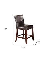 2 Piece Counter Height Bar Chairs with Faux Leather and Wood Frame