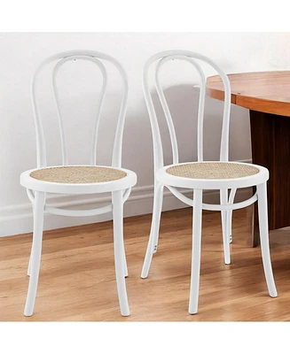 Set of 2 Cane Dining Side Chairs with Vintage Look for Home Decor