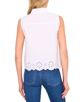 CeCe Women's Eyelet Embroidered Cotton Sleeveless Blouse