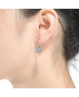 Rachel Glauber Classic Elegant Basket-Set Drop Leaver Back Earrings