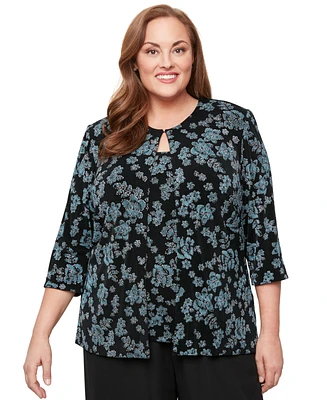 Alex Evenings Plus Glitter-Knit Tank Top & Jacket