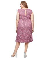 Alex Evenings Plus Lace Soutache Midi Dress