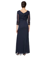 Alex Evenings Women's 3/4-Sleeve V-Neck Gown