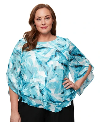 Alex Evenings Plus Printed Burnout Blouse