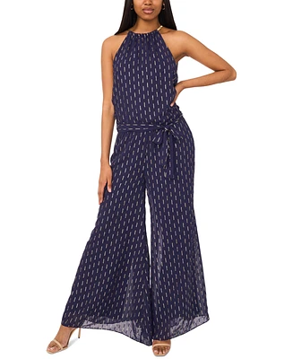 Msk Women's Sleeveless Wide-Leg Sequin Jumpsuit