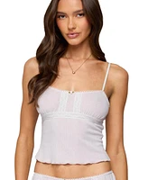 Edikted Women's Sephi Lacey Pointelle Tank Top