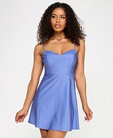 Emerald Sundae Juniors' Lace-Trim Fit & Flare Dress