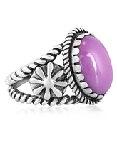 Sterling Silver Phosphosiderite Concha Flower Ring