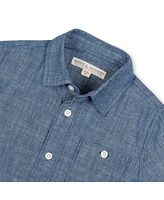 Hope & Henry Boys Organic Short Sleeve Chambray Button Down Shirt