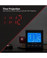 Magnasonic Projection Alarm Clock with Am/Fm Radio, Battery Backup, Auto Time Set, Dual Alarm, Sleep Timer, Indoor Temperature/Day/Date Display & Bonu