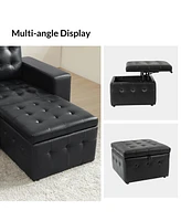 Blanca 87" wide Genuine Leather Sofa with Button Tufted Stitched Pattern