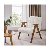 Yaheetech Mid Century Boucle Upholstered Lounge Chair
