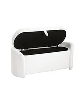 Storage Ottoman, Beige, Boucle