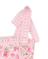 Rare Editions Big Girls Floral and Crochet Trim Maxi Dress