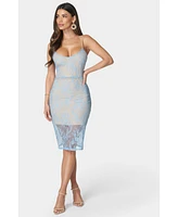 Bebe Women's Lace Overlay Midi Dress