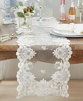 Saro Lifestyle Floral Net Lace Table Runner, 15" x 72"