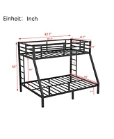 Metal Twin Xl over Queen Bunk Bed for Teens and Adults, Space-Saving/Noise Reduced/No Box Spring Needed