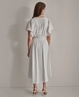 Dkny Women's V-Neck Smocked-Waist Short-Sleeve Dress
