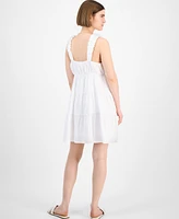 Pink Rose Juniors' Bubble-Strap Tiered Mini Dress