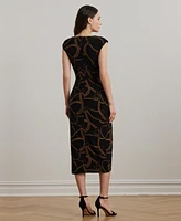 Lauren Ralph Women's Belting-Print Jersey Tie-Front Dress